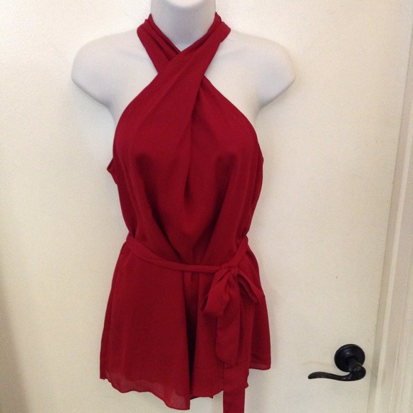 New Burgundy Criss Cross Wrap Around Top - Picture 1 of 1